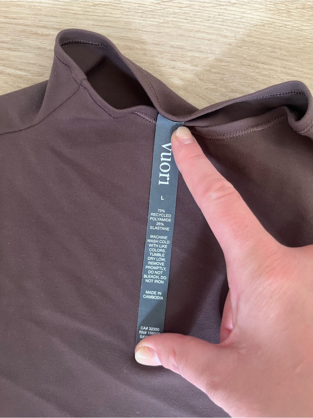 Long Sleeve Mock Neck Vuori Top in Deep Brown - Picture 3 of 3